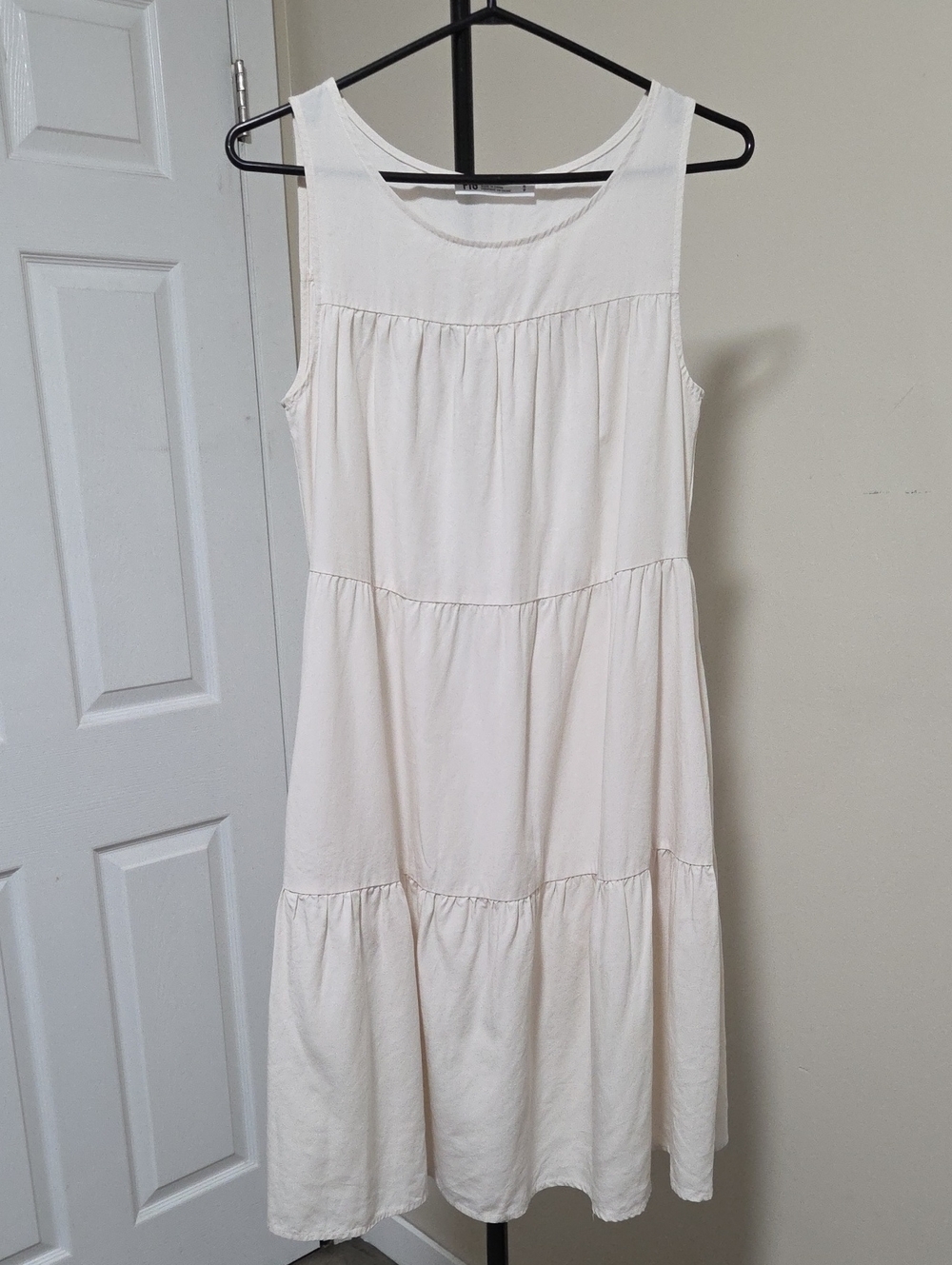 Figs Cream Sleeveless Tiered Midi Dress